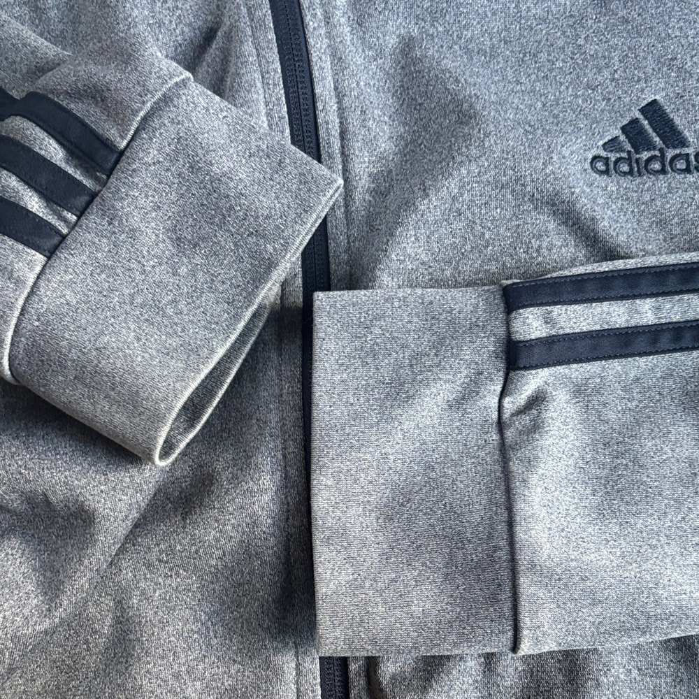 Adidas Gray Full-Zip Jacket with navy stripes - Picture 5 of 6